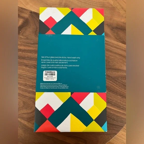 CRATE & BARREL Set of 4 Glass Pineapple Swizzle Sticks Cocktails Barware Tiki - Picture 12 of 12